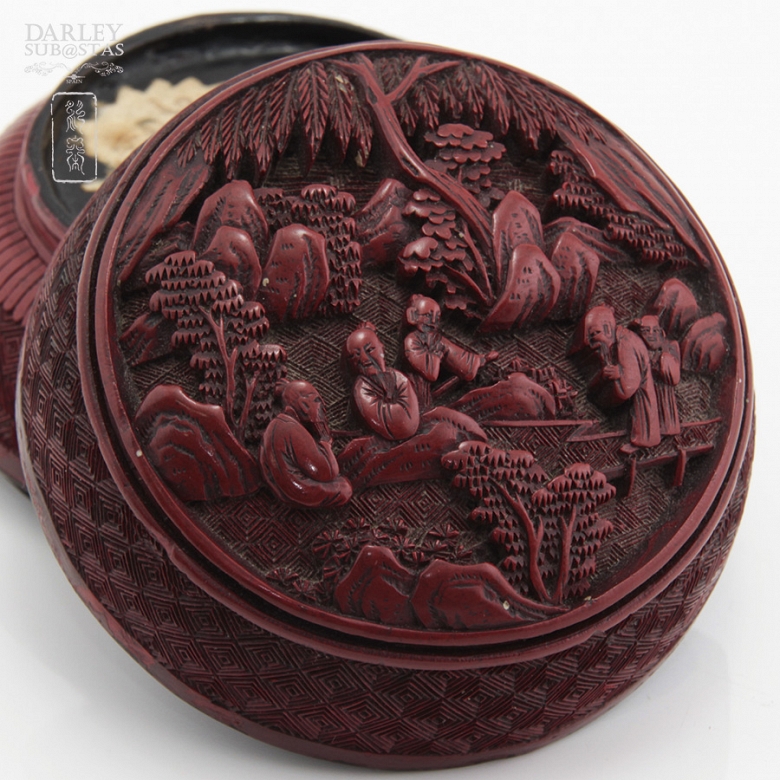 Caja China de cinnabar siglo XVIII - 7