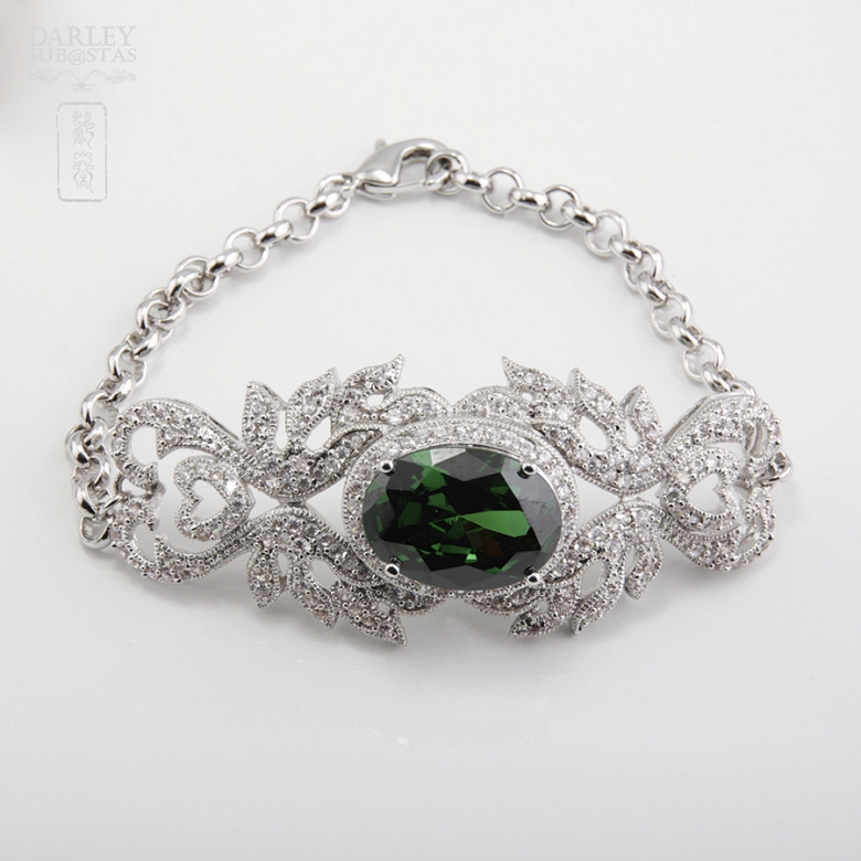 Aderezo de Fallera verde Esmeralda y plata Rodiado - 4