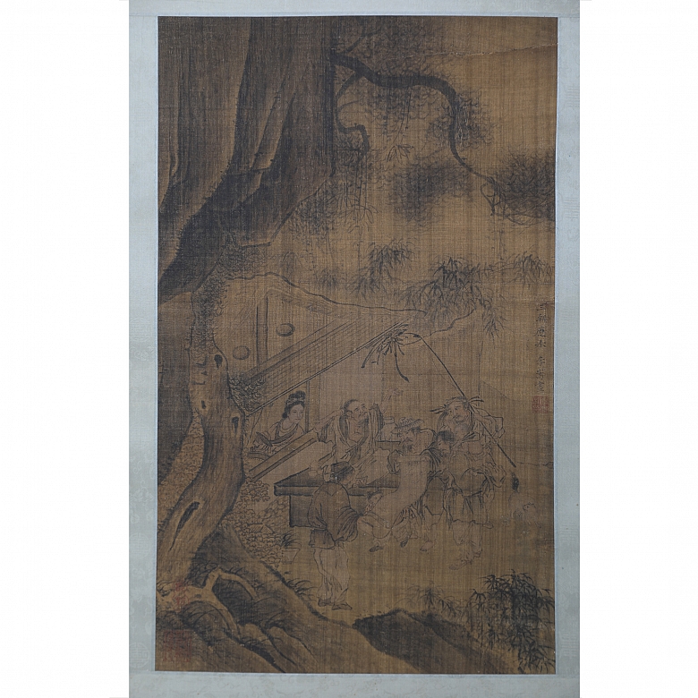 Chinese painting ‘Court Scene under the Pine Tree’, signed Li Song