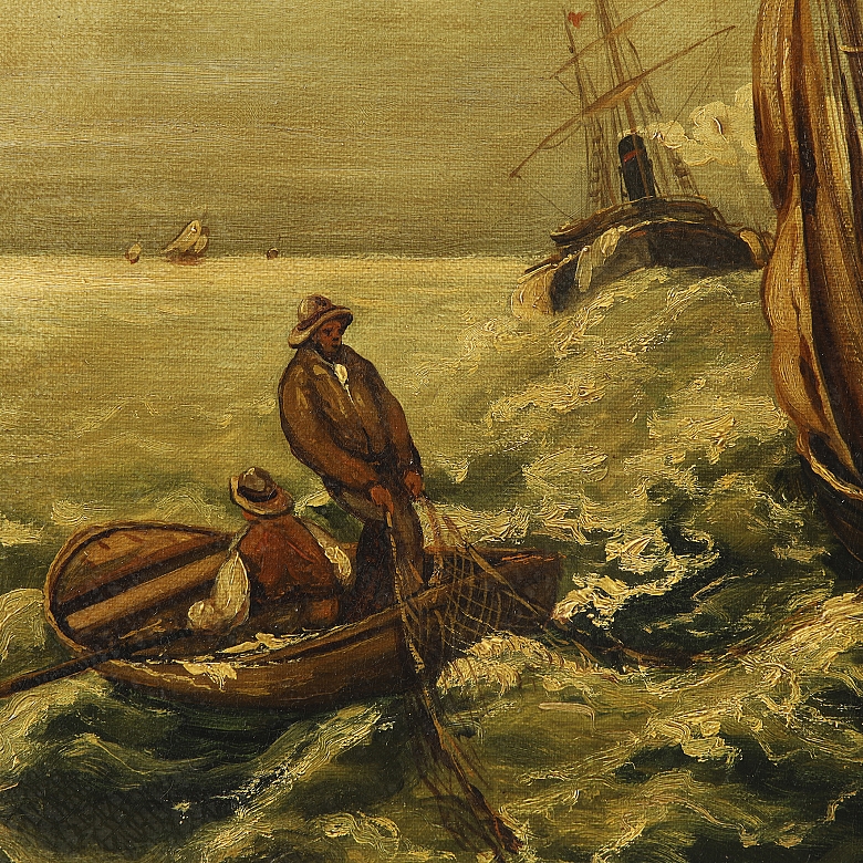 F. Claiton (19th century) ‘Seascape in Storm’