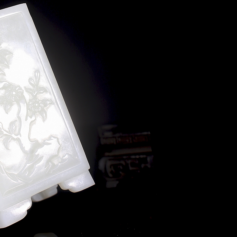 Recipiente para pinceles de jade blanco de Hetian