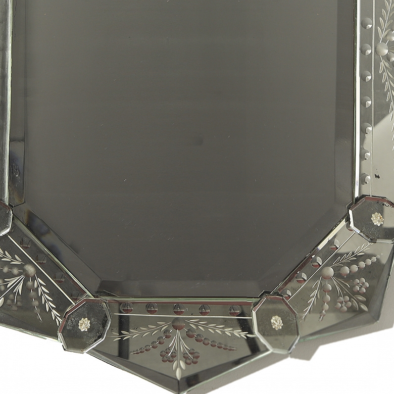 Espejo veneciano de cristal, s.XX