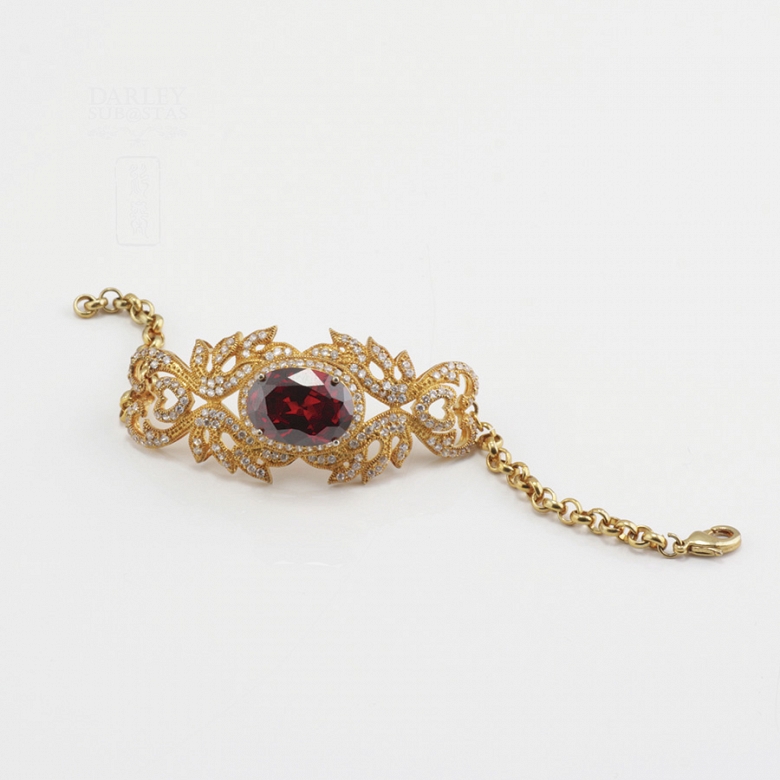 Aderezo de Fallera rojo Rubí y dorado - 7