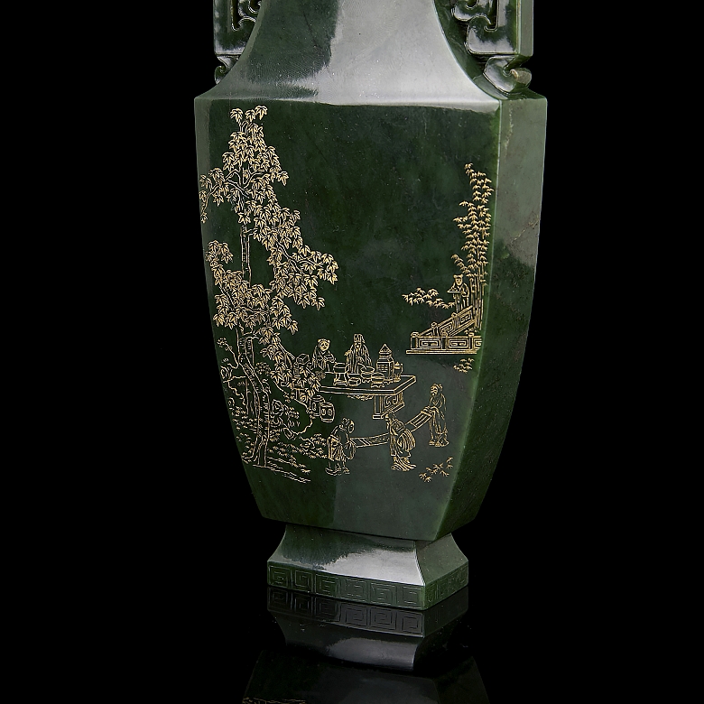 Jarrón de jade verde espinaca 