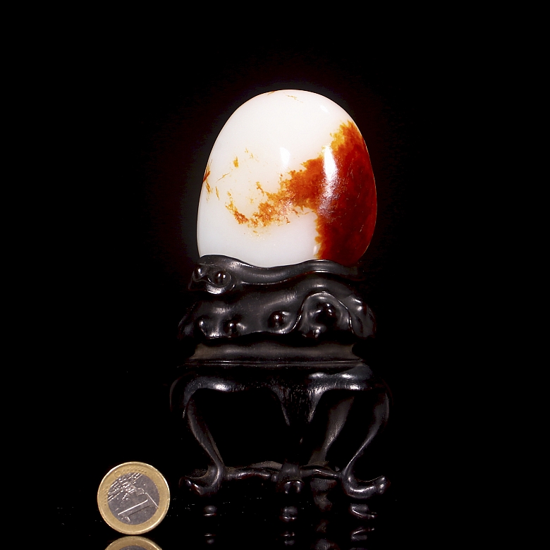 Guijarro de jade blanco de Hetian, dinastía Qing