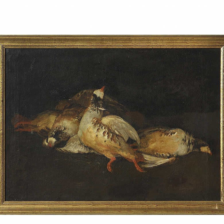 19th-20th century Spanish school ‘Still life with partridges’