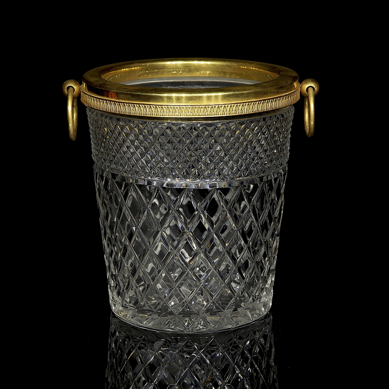 Hielera francesa de cristal tallado, s.XX