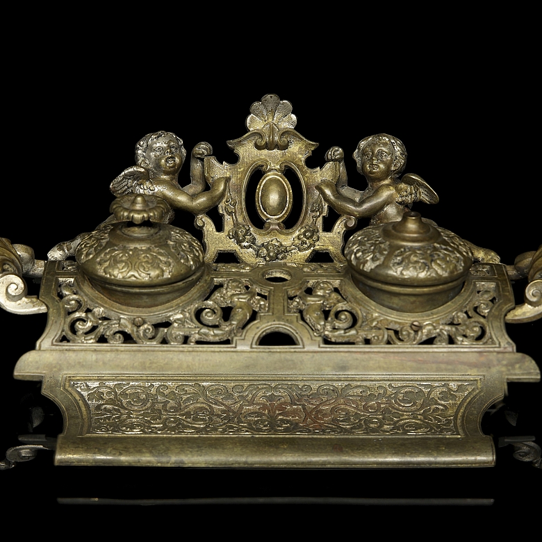 Double writing desk “Couple of angels” Louis XIV style, late XIX century