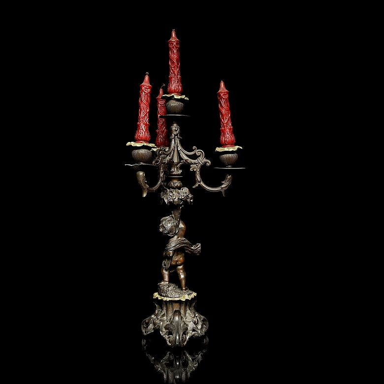 Candelabro de bronce, s.XX - 16