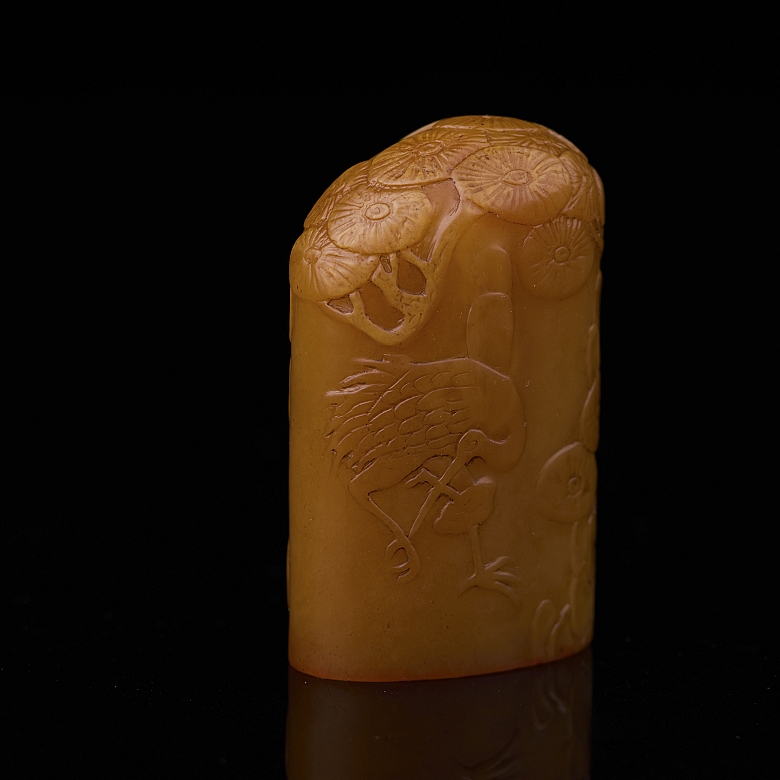 Tianhuang stone seal ‘Landscape with Heron’, Qing dynasty
