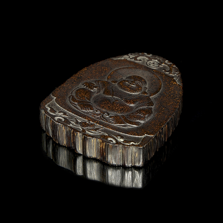 雕刻鹿角牌匾《布袋》，20世纪 - 7