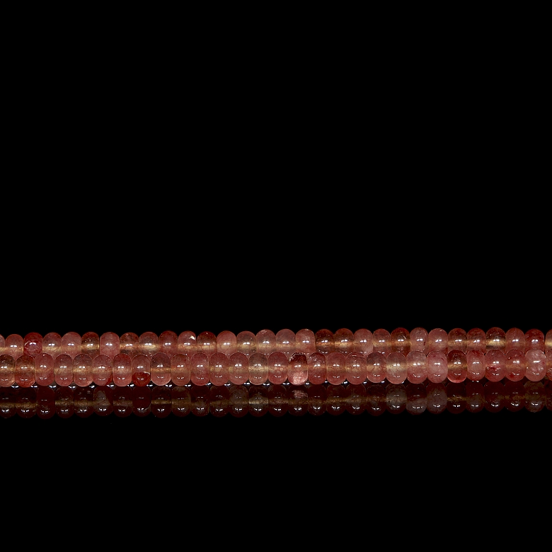 Necklace with pink stone beads - 4