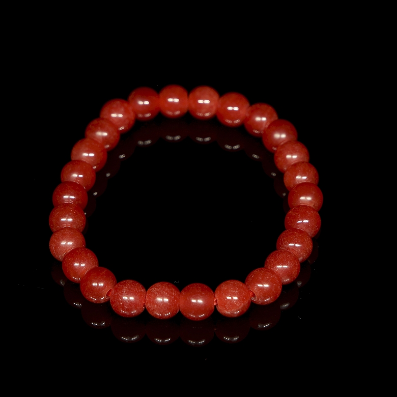 Pulsera de cuentas de ágata Nanhong, dinastía Liao