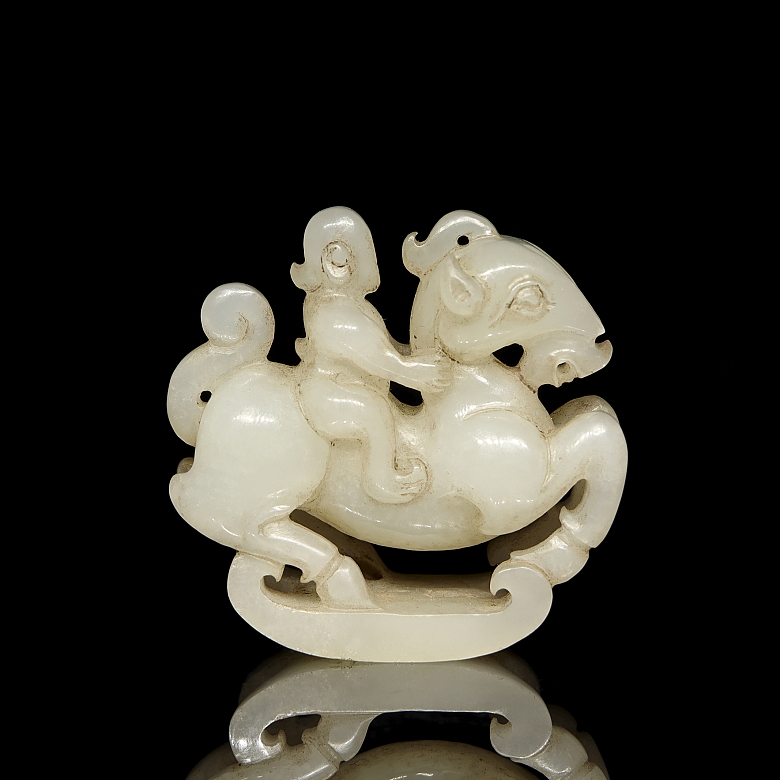 Figura de jade blanco tallado 