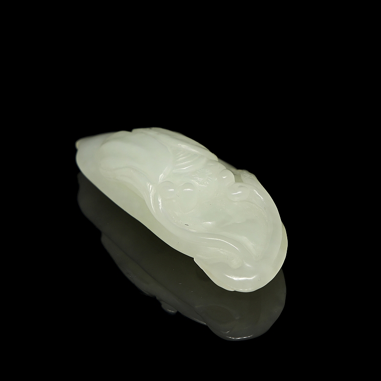 White jade pendant, ‘Insect on Fruit,’ Qing dynasty