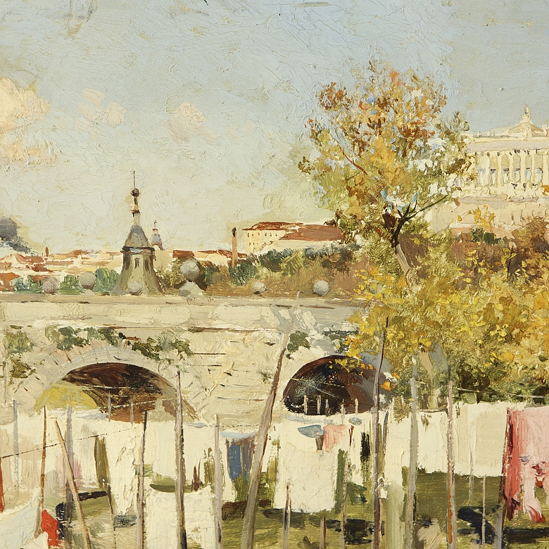 Jose Lupiañez y Carrasco (1864-1933) ‘Washerwomen on the Bridge of Segovia’
