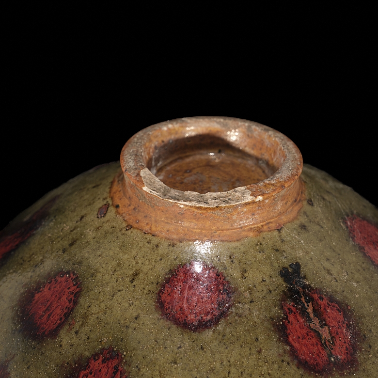 Cuenco de cerámica con esmalte Junyao, dinastía Yuan