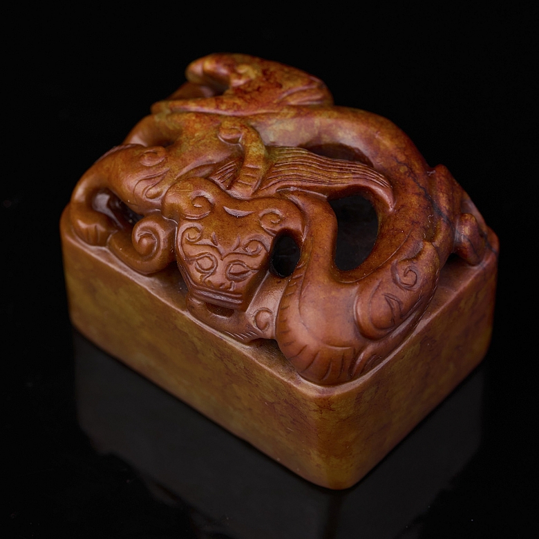 Sello rectangular de jade