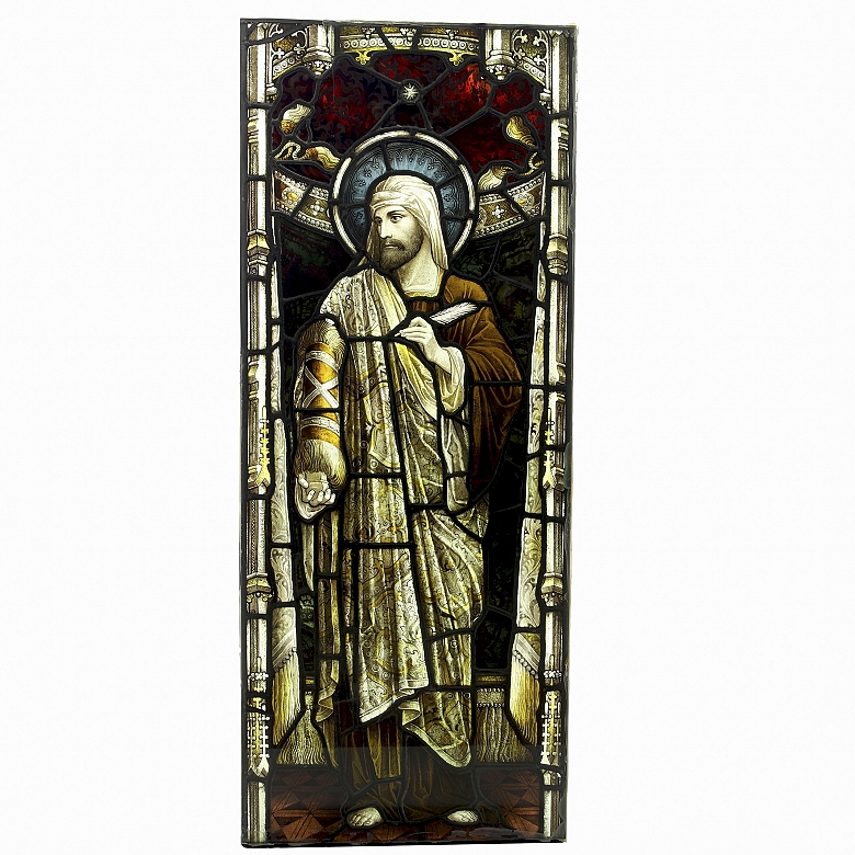 Shrigley and Hunt, leaded glass window ‘Christ with Apostles’, 19th-20th century