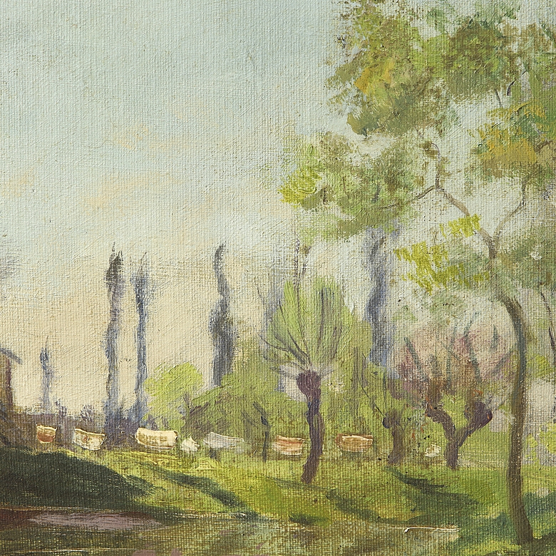 19th century French school ‘House by the River’ 1896