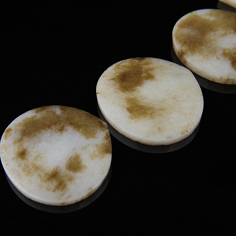 Ornamentos para cinturón de jade tallado, dinastía Ming