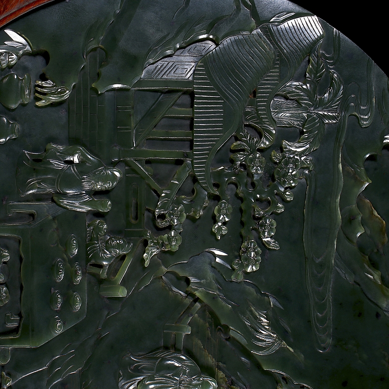 Panel circular de jade verde espinaca 