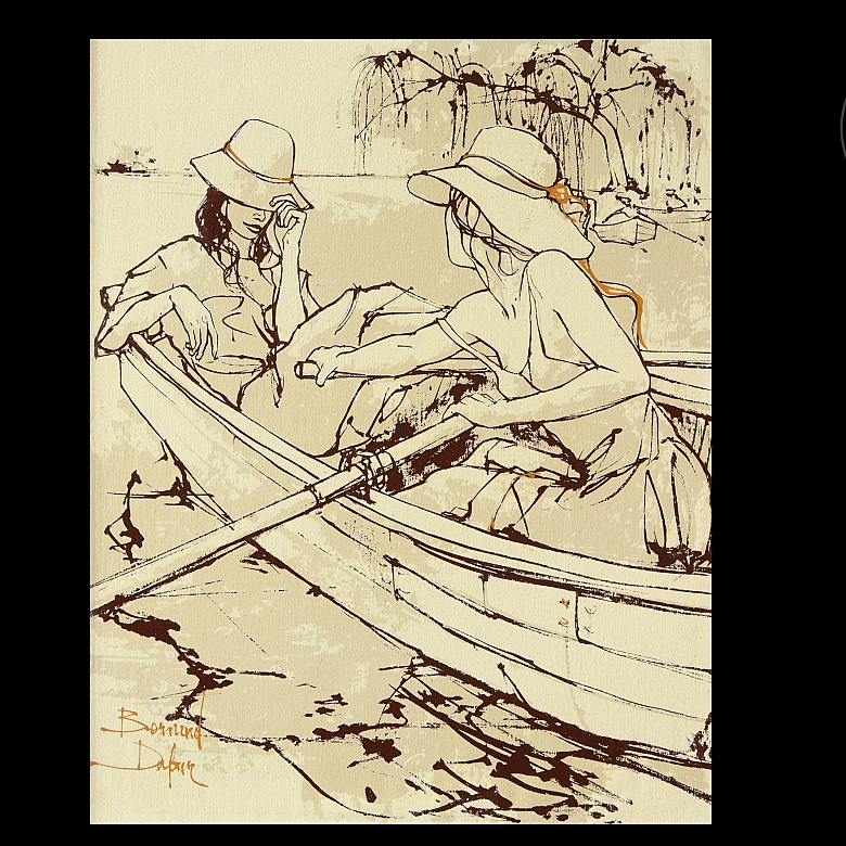 Bernard Dufour (20th-21st century) ‘Ladies in a Boat’