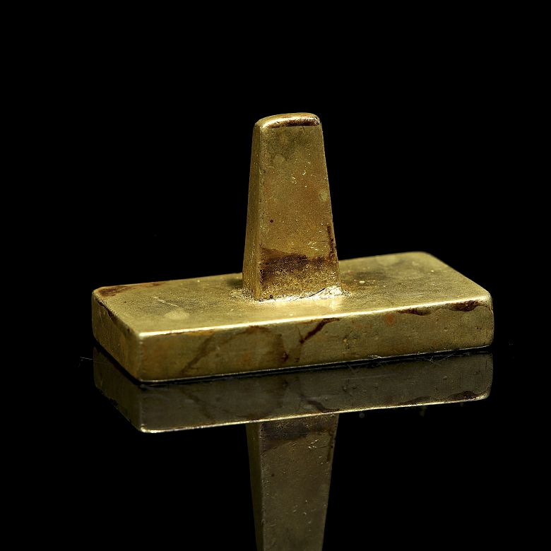Pequeño sello de bronce dorado, dinastía Qing