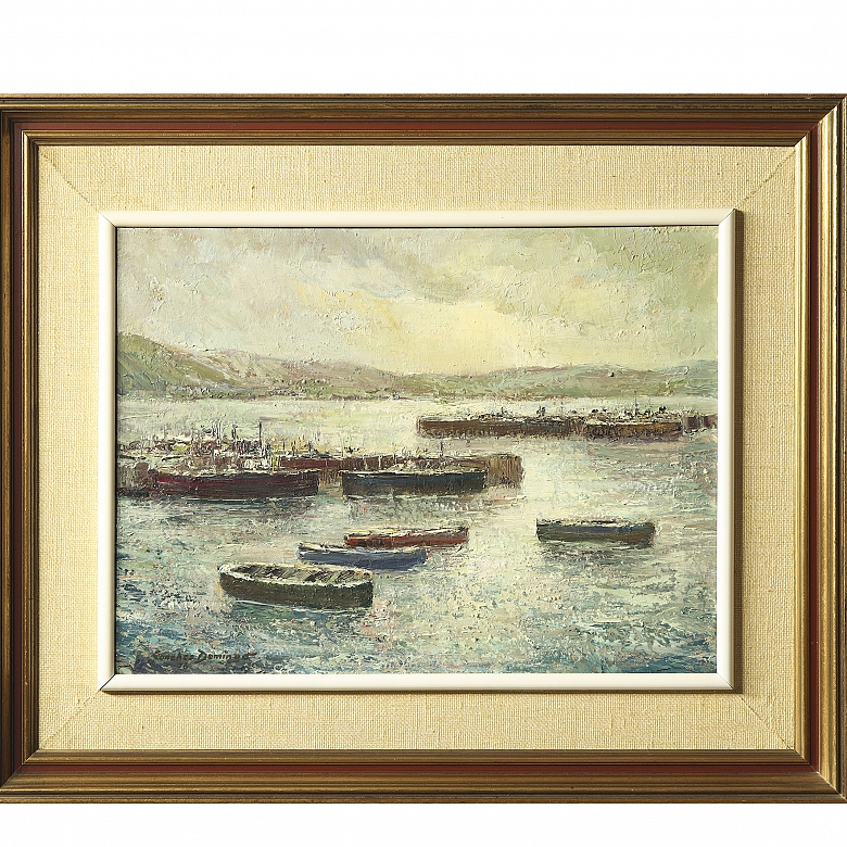 Manuel Sanchez Domingo (20th century) ‘Marine in the harbour’, 1976 - 5