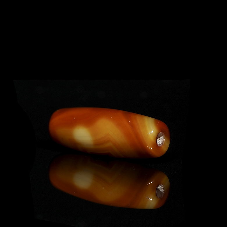 Cuenta Dzi de ágata naranja, dinastía Liao