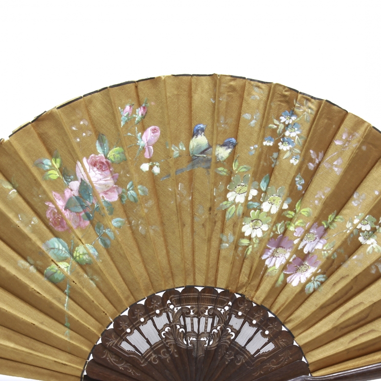Painted silk country fan, 19th century - 2