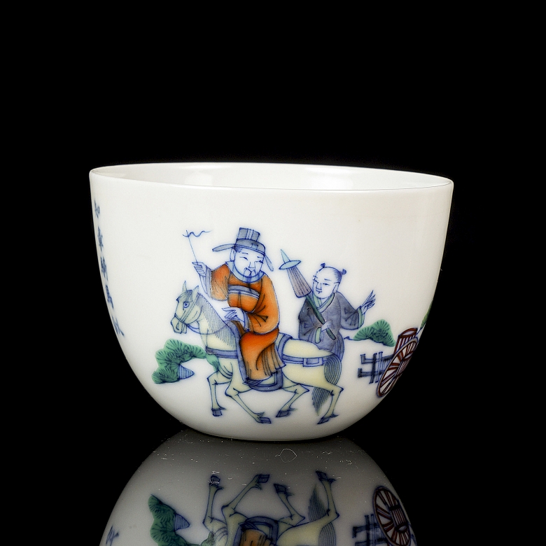 Pareza de tazas de porcelana wucai 