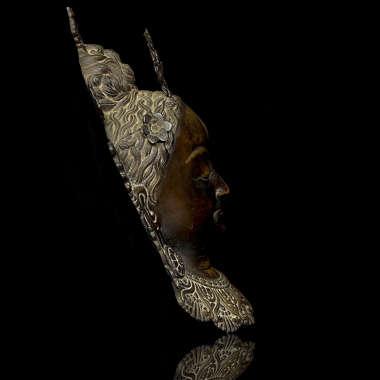 Patinated brass mask ‘Tara’, 20th century - 1