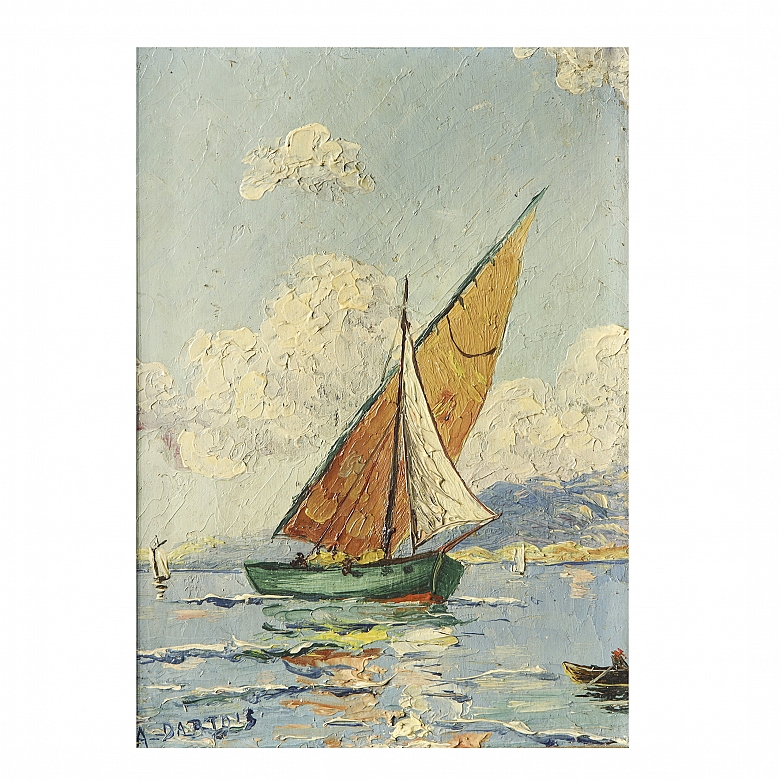 A. Dartois (20th century) ‘Pair of seascapes with boats’