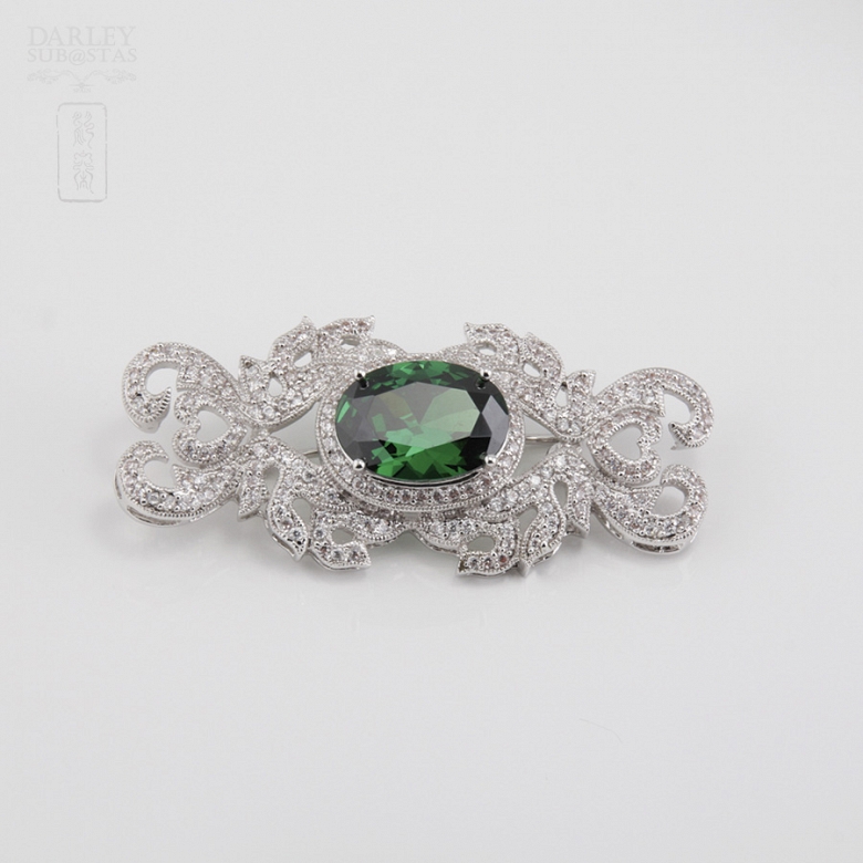Aderezo de Fallera verde Esmeralda y plata Rodiado - 5