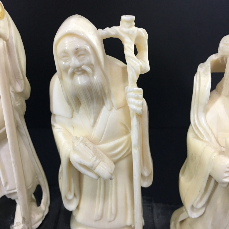7 preciosas figuras de marfil sabios chinos. - 5