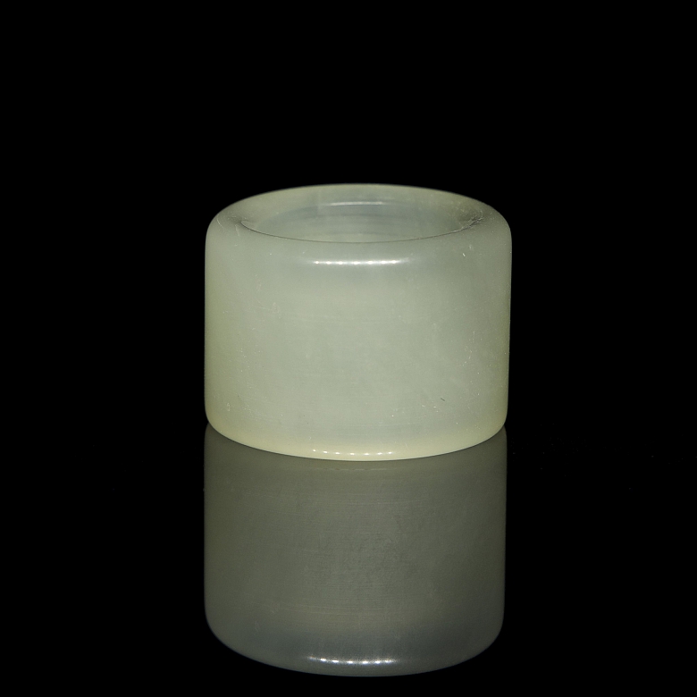 Carved jade archer's ring, 20th century