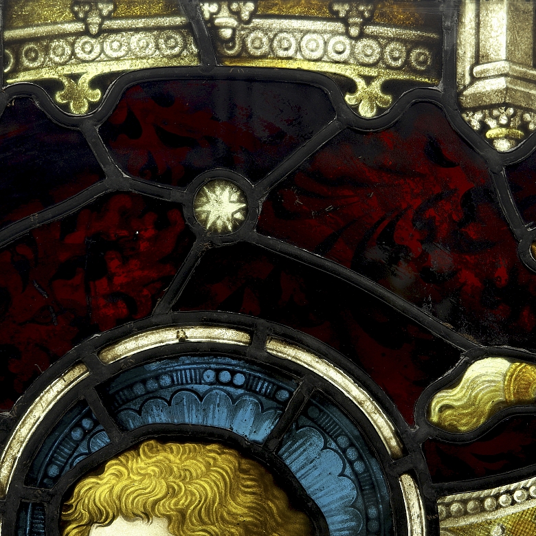 Shrigley and Hunt, leaded glass window ‘Christ with Apostles’, 19th-20th century