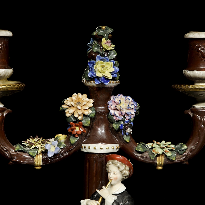Capodimonte “Pair of porcelain candlesticks,” 20th century