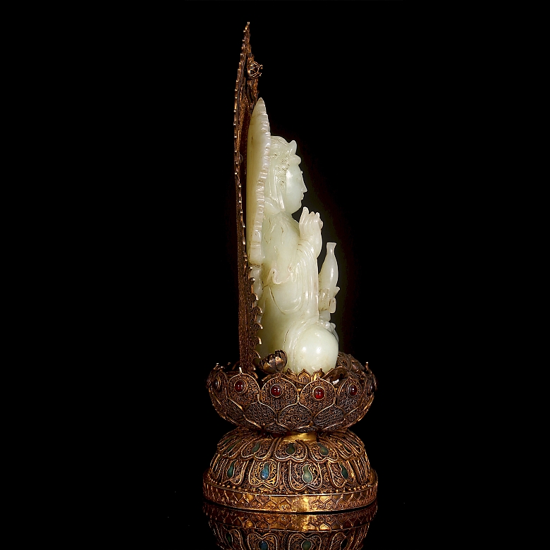 Jade blanco de Hetian y plata 