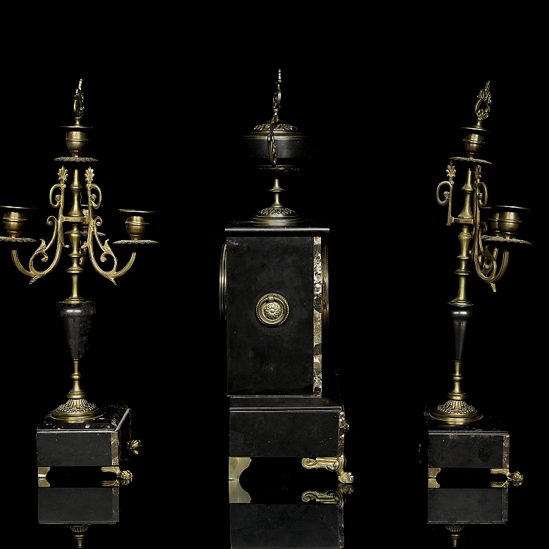 Mantle clock with trim, Napoleon III style, late 19th century - 5