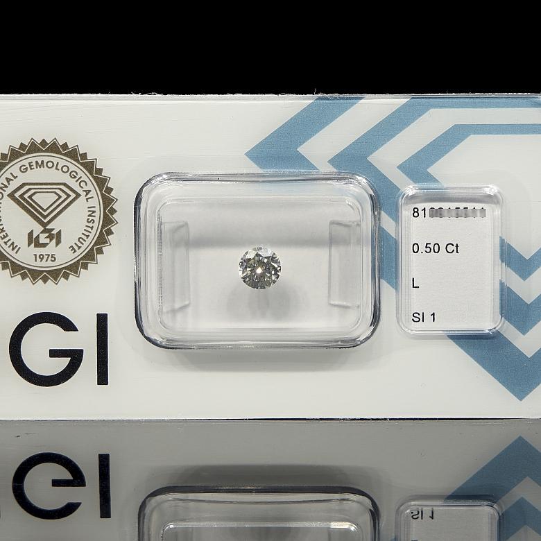Diamante natural en talla brillante, 0.50 ct, certificado IGI
