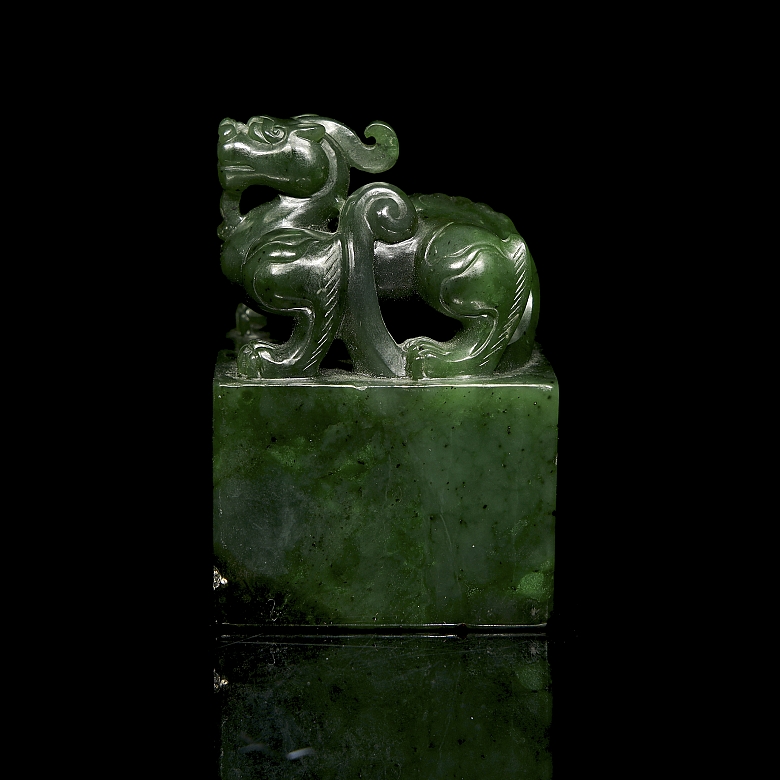 Sello de jade verde espinaca 