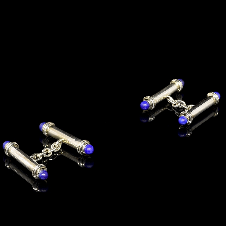 Gemelos de plata con piedras azules