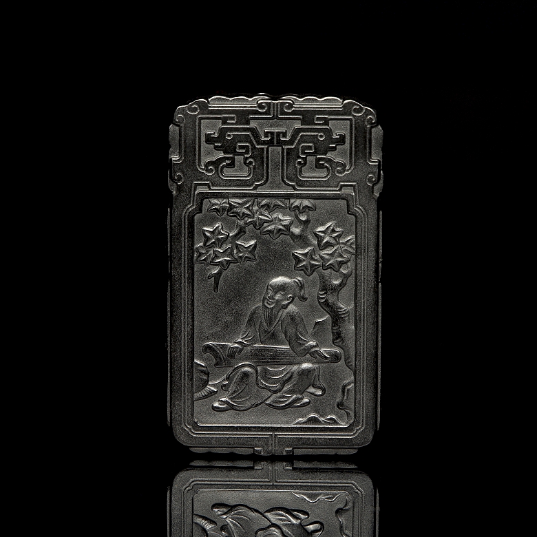 雕刻鹿角牌匾《布袋》，20世纪 - 1