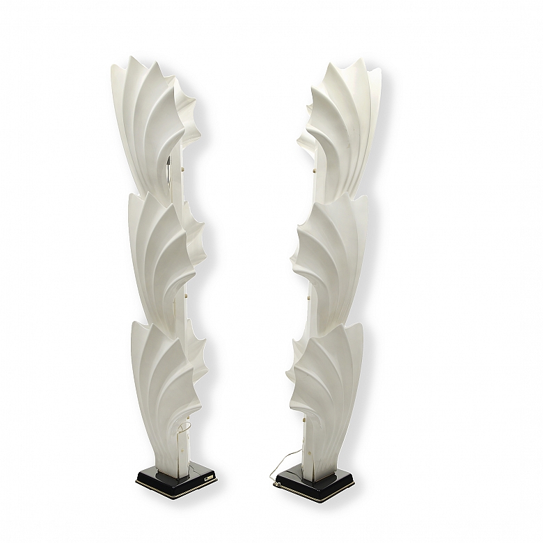 Pair of floor lamps ‘Sea Shells’ by Rougier, circa 1970