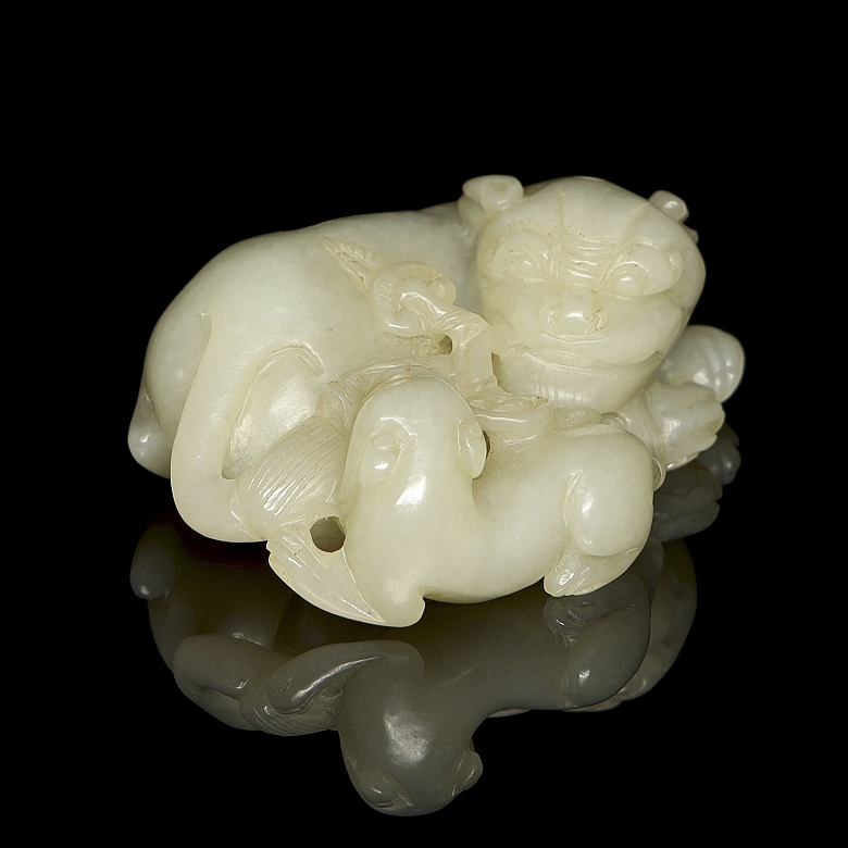 Figura de jade blanco de Hetian