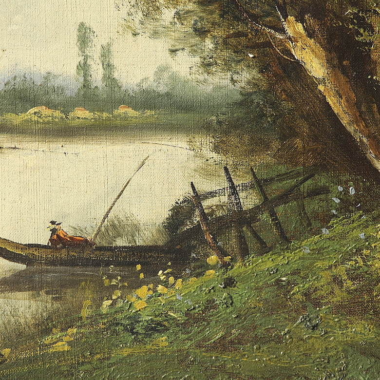 Louis Henry (active 1894) ‘Landscape by the River’