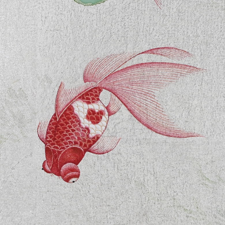 Chinese painting “Goldfish in the pond,” signed Jin Zhāng