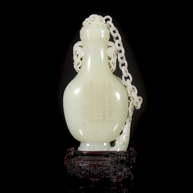 Jarrón de jade blanco de Hetian